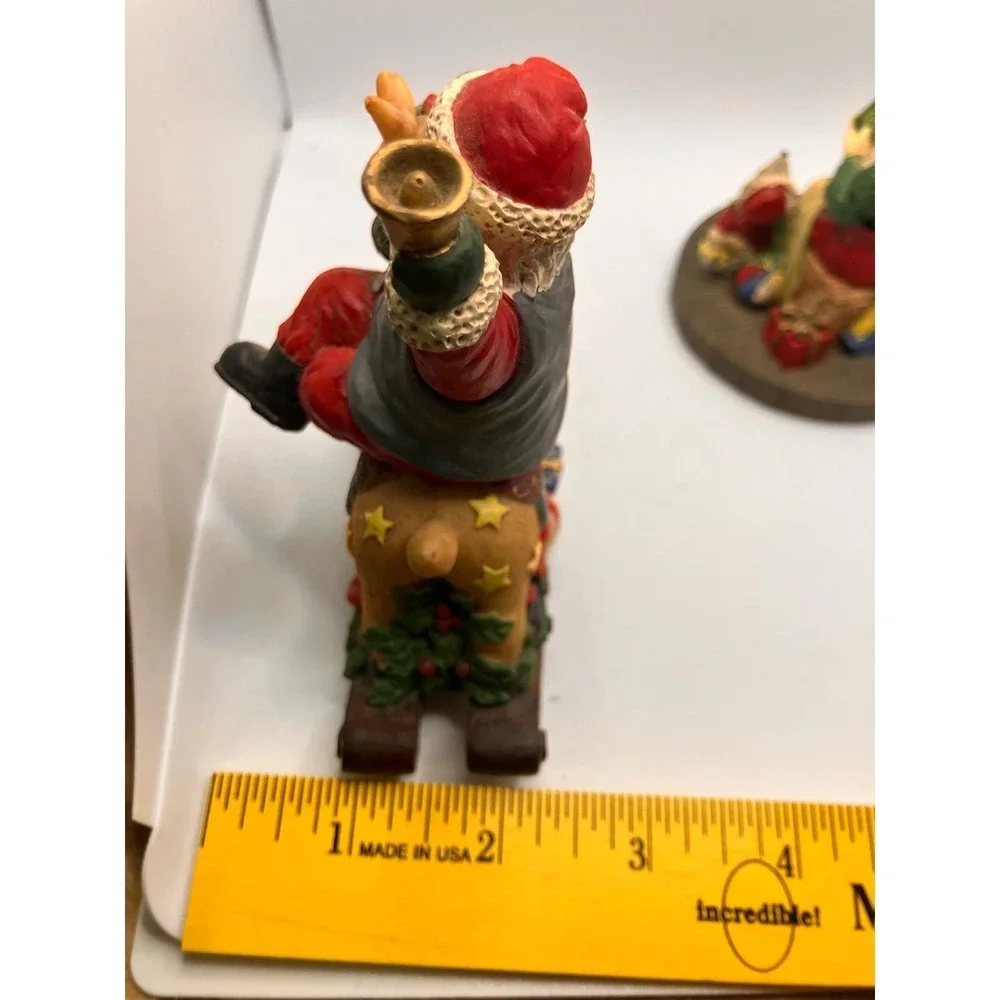 Christmas Santa‎ Figures Lot of 2 Rocking Reindeer Workshop Vintage St. Nick